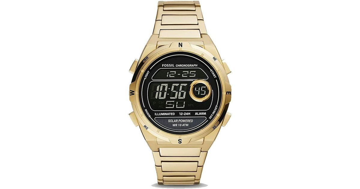 Fossil Men's Watch Everett Solar Digital (Ã¸ 45 Mm) in Metallic for Men | Lyst