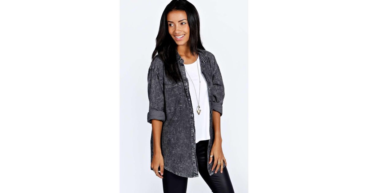 Boohoo Acid Wash Oversized Denim Shirt 