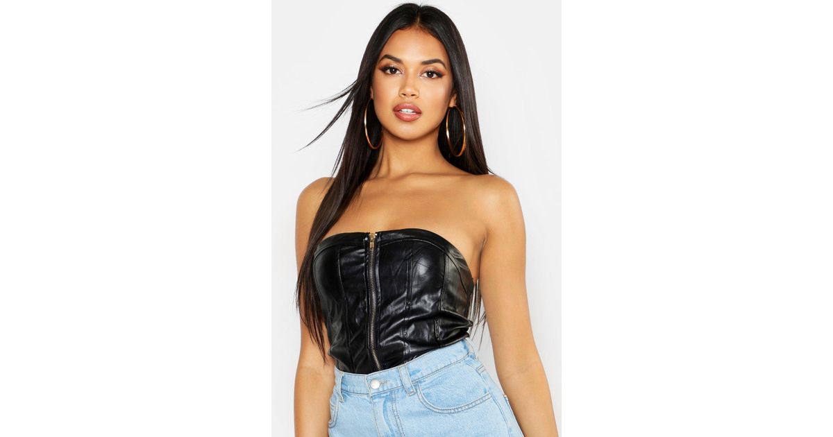 black pu corset top