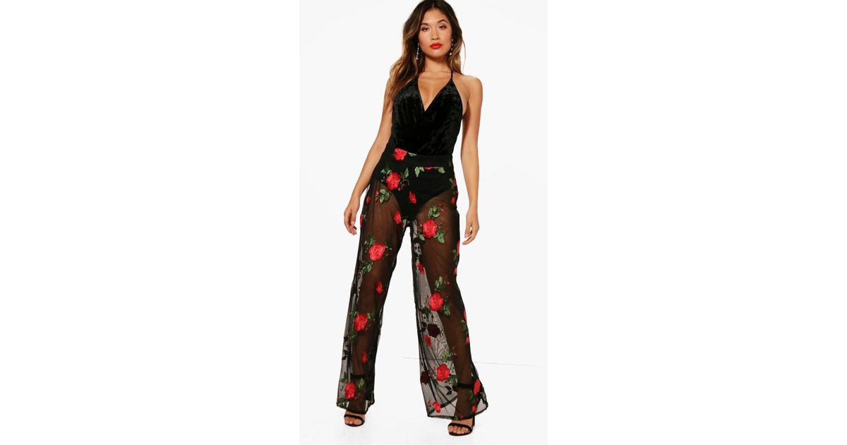 flared mesh trousers