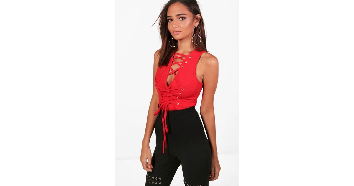 boohoo red bodysuit