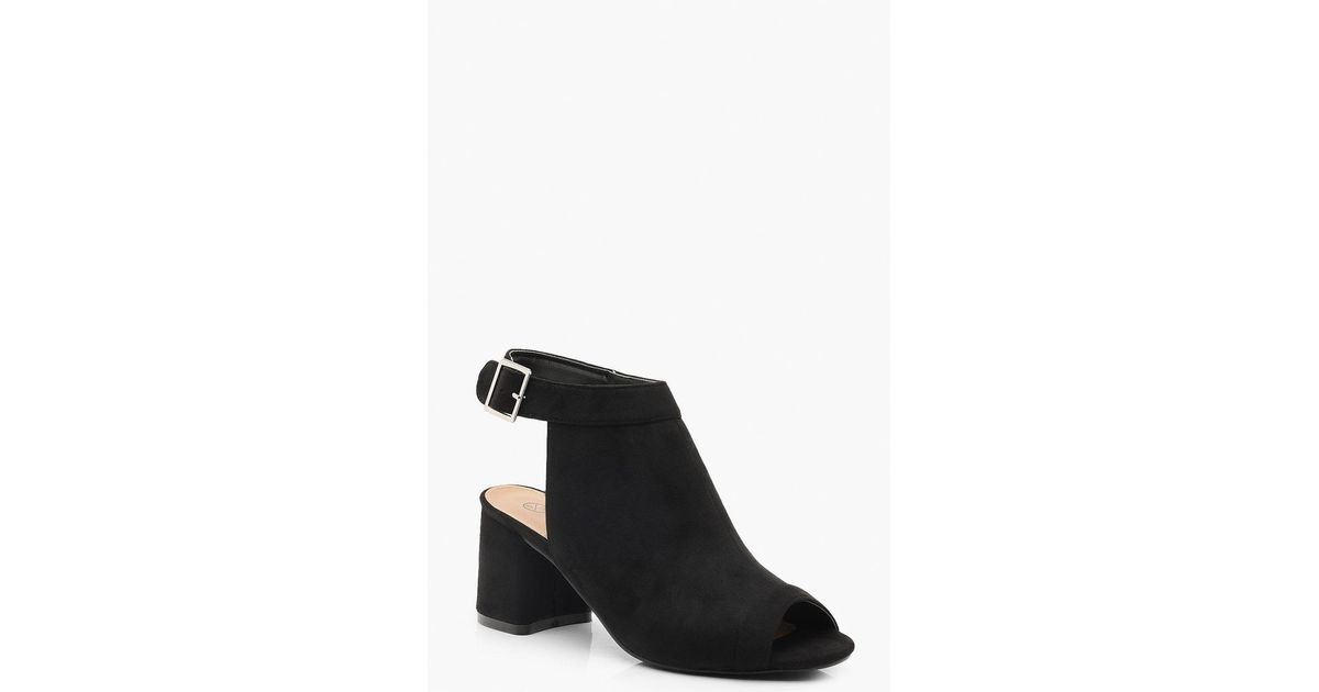 wide fit peep toe shoe boots