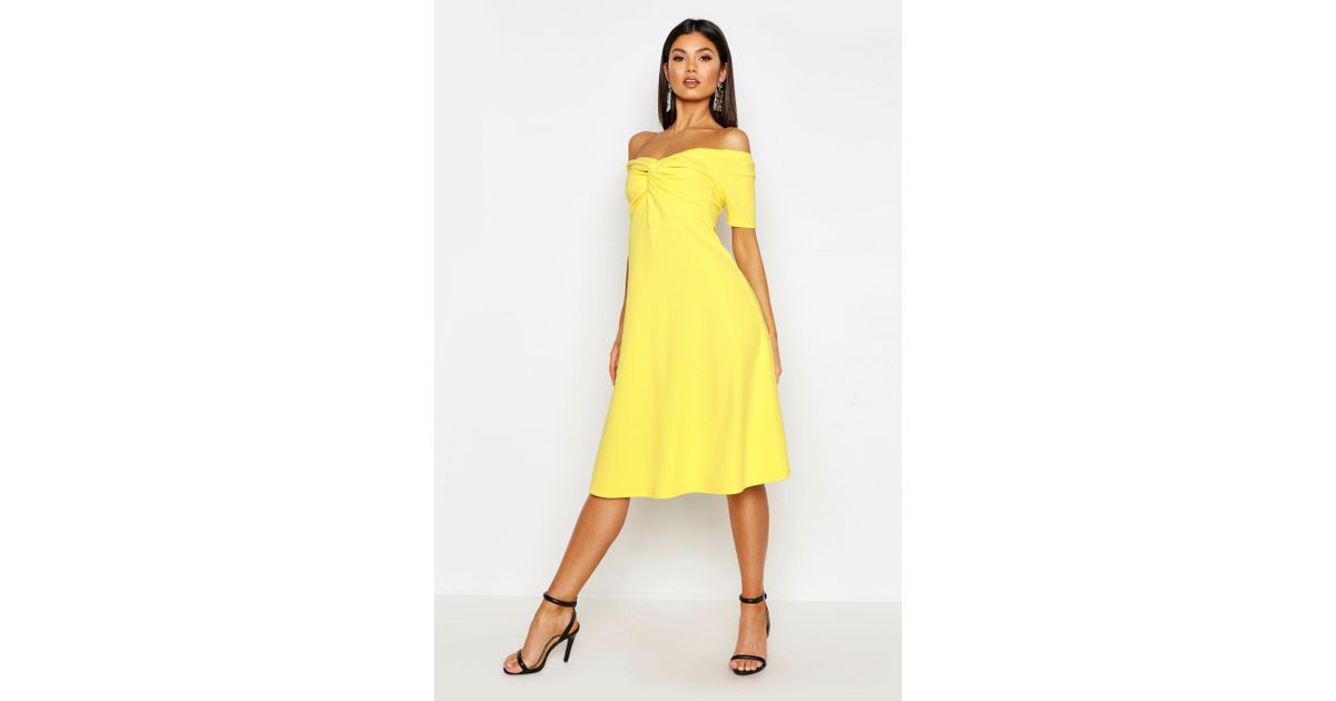 yellow bardot skater dress