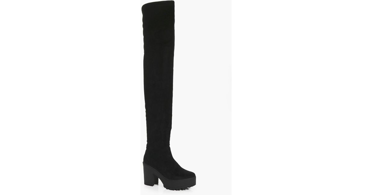 cleated thigh high boots