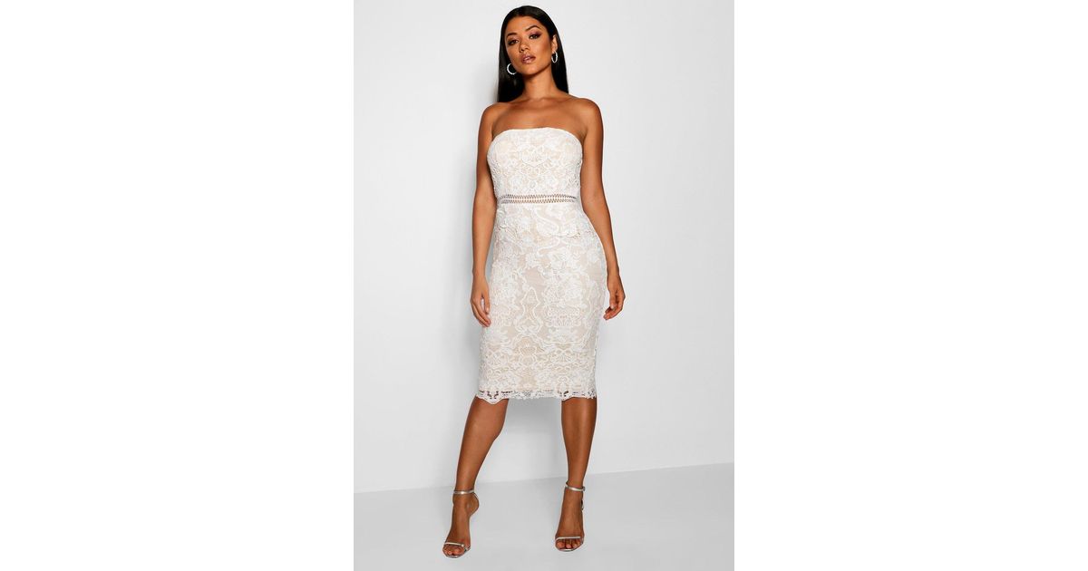 lace bandeau midi dress