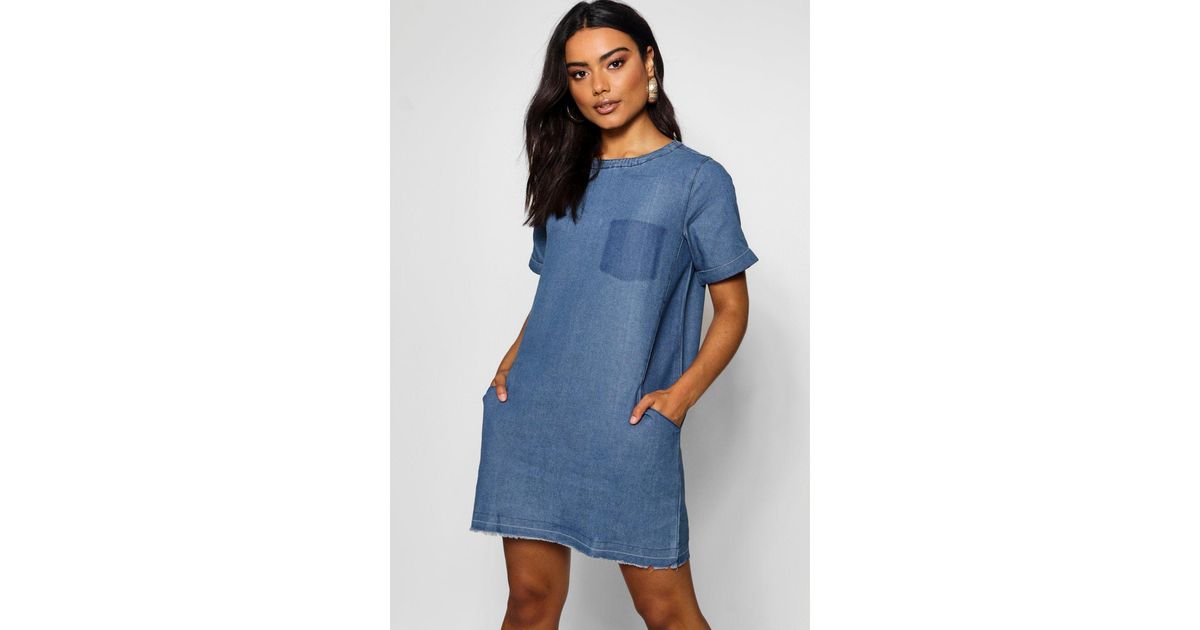 boohoo slouch pocket denim dress