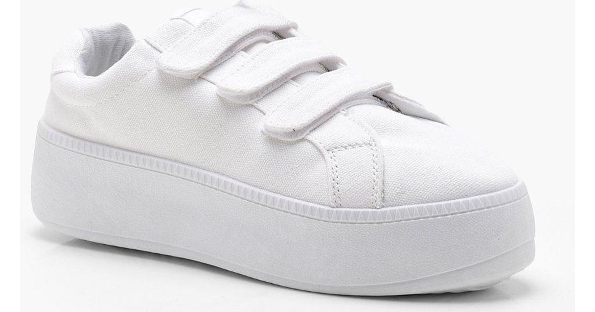 white velcro platform sneakers