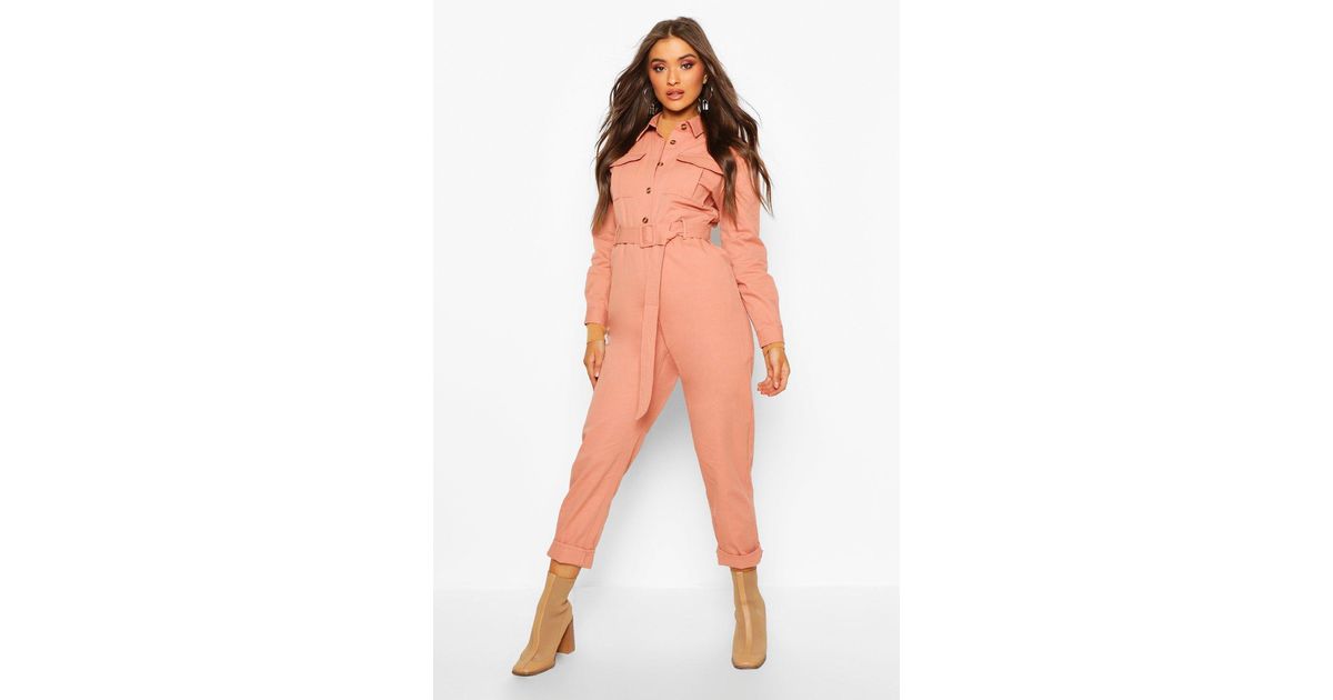 boohoo pink boiler suit