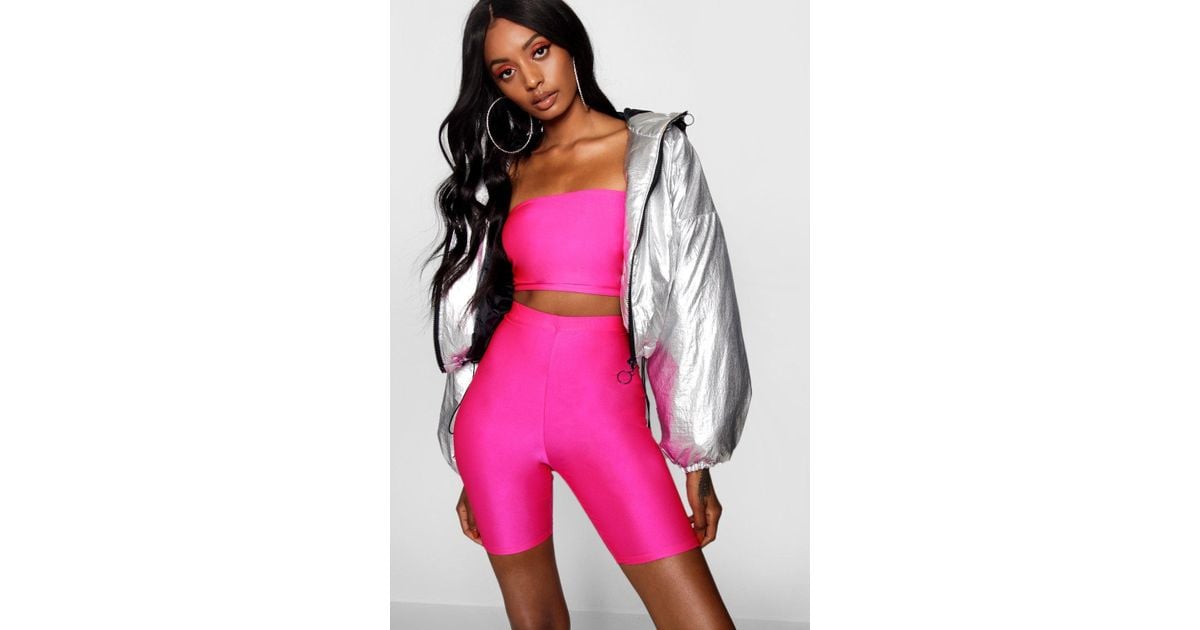pink neon cycling shorts