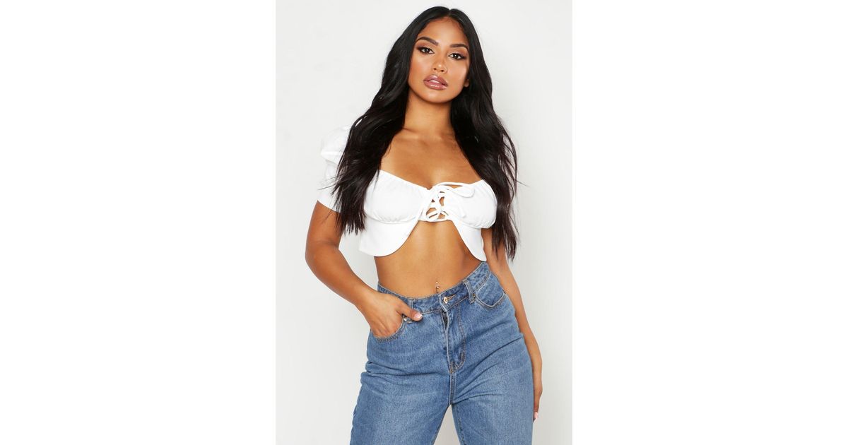white peasant crop top