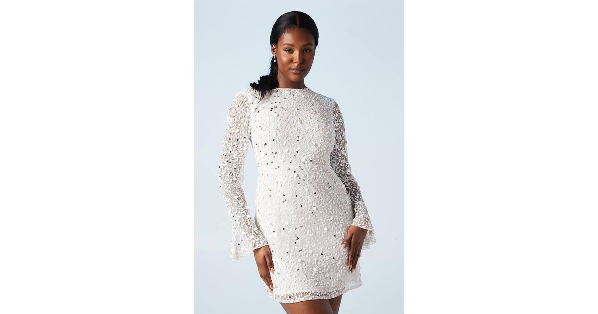 Coast Sequin And Beadwork Embellished Flare Cuff Bridal Mini Dress in White | Lyst Coast Sequin And Beadwork Embellished Flare Cuff Bridal Mini Dress in White | Lyst