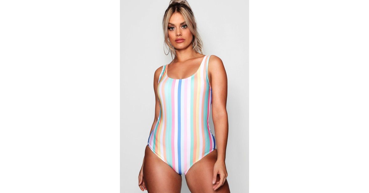 pastel striped one piece swimsuit