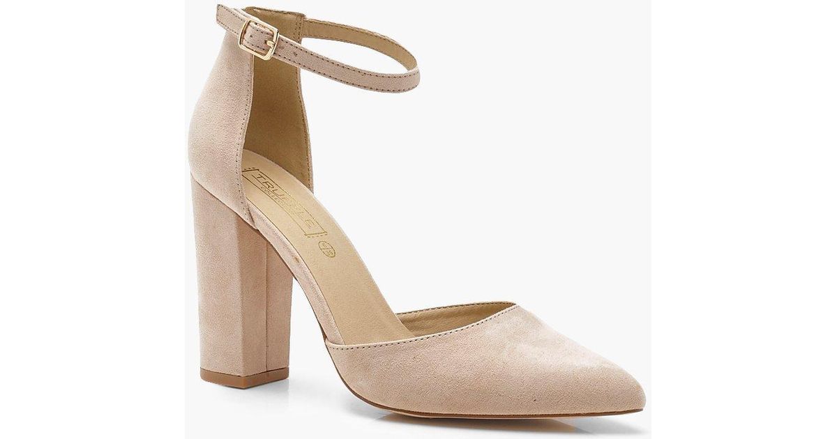 nude block heel pointed toe