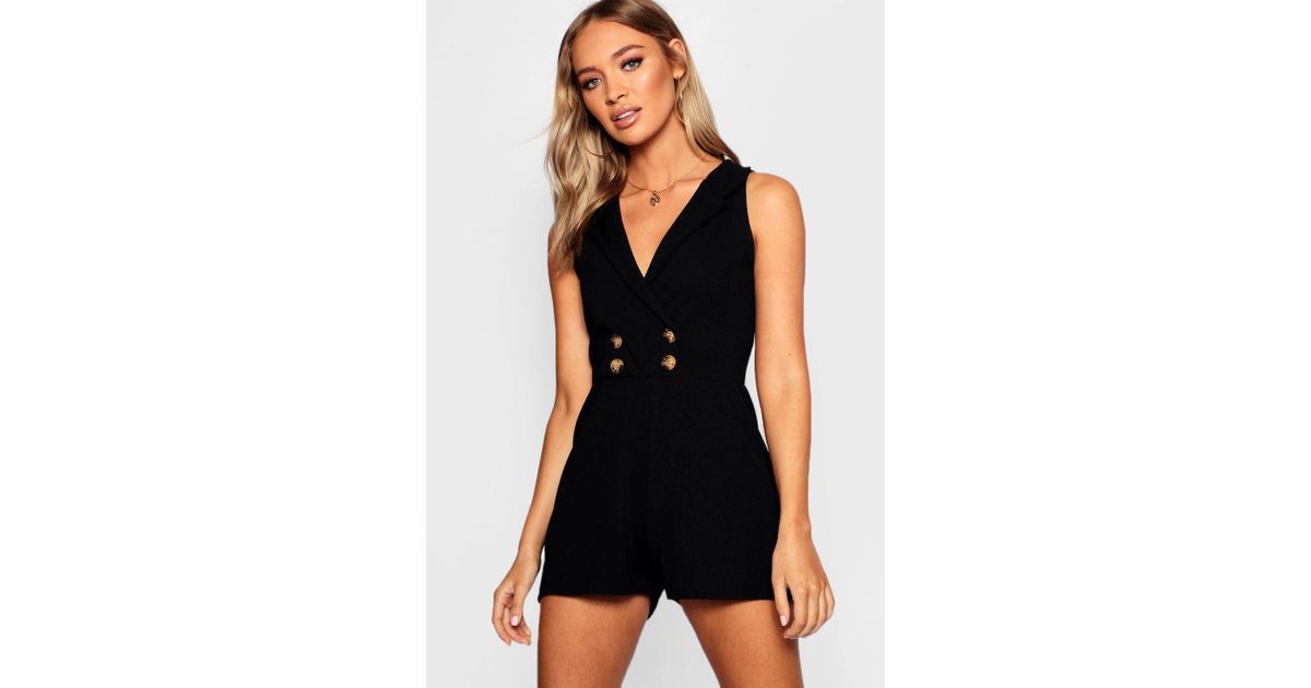 sleeveless blazer playsuit