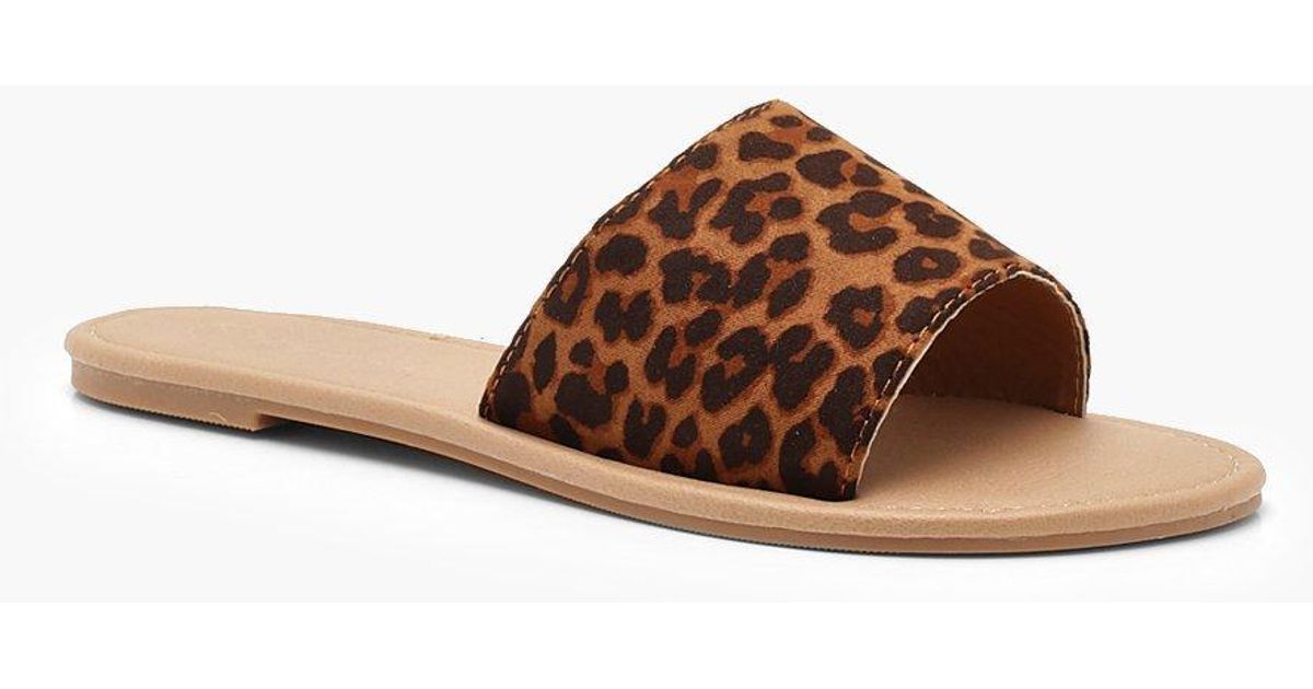eda leopard leather sliders