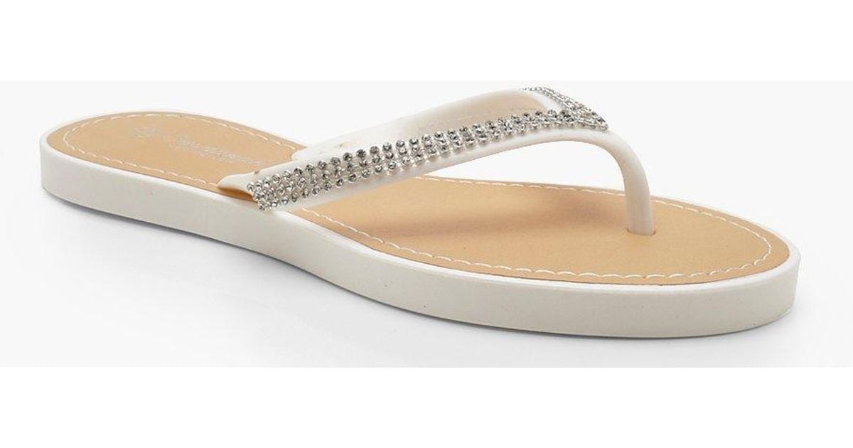 diamante jelly flip flops