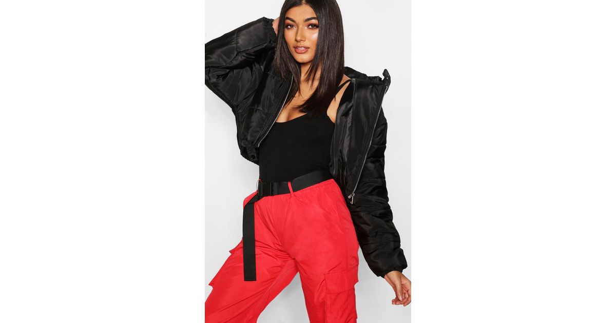 boohoo black cropped puffer jacket