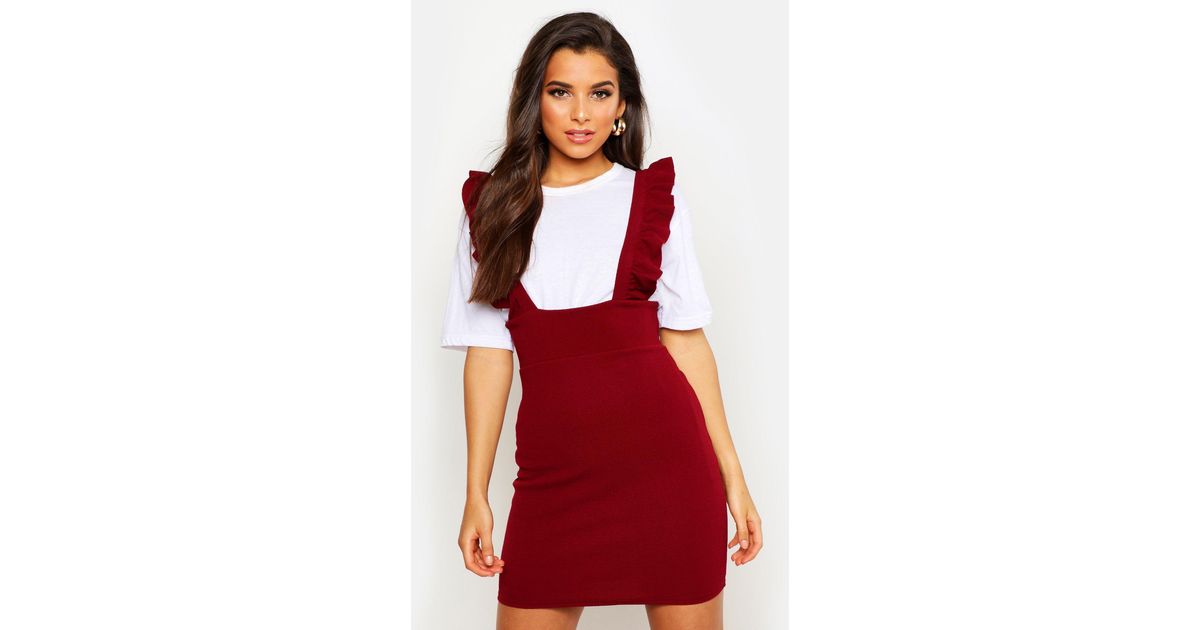 ruffle strap pinafore dress