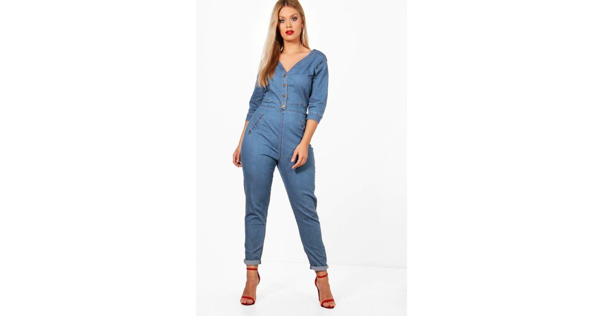 boohoo denim jumpsuit