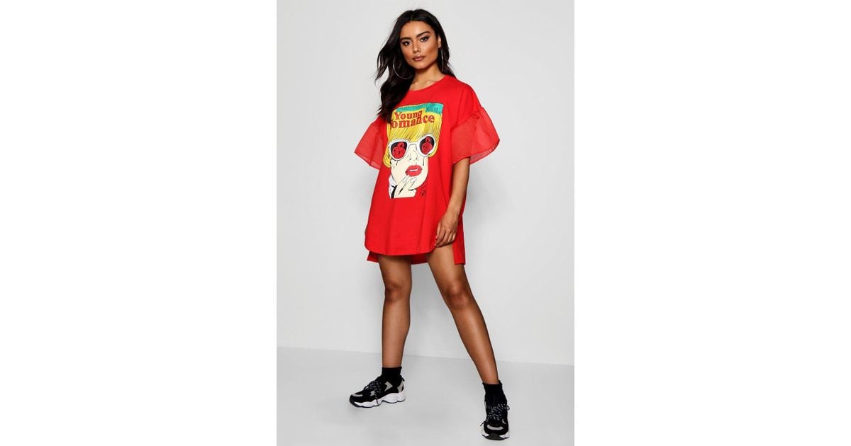 face print t shirt dress