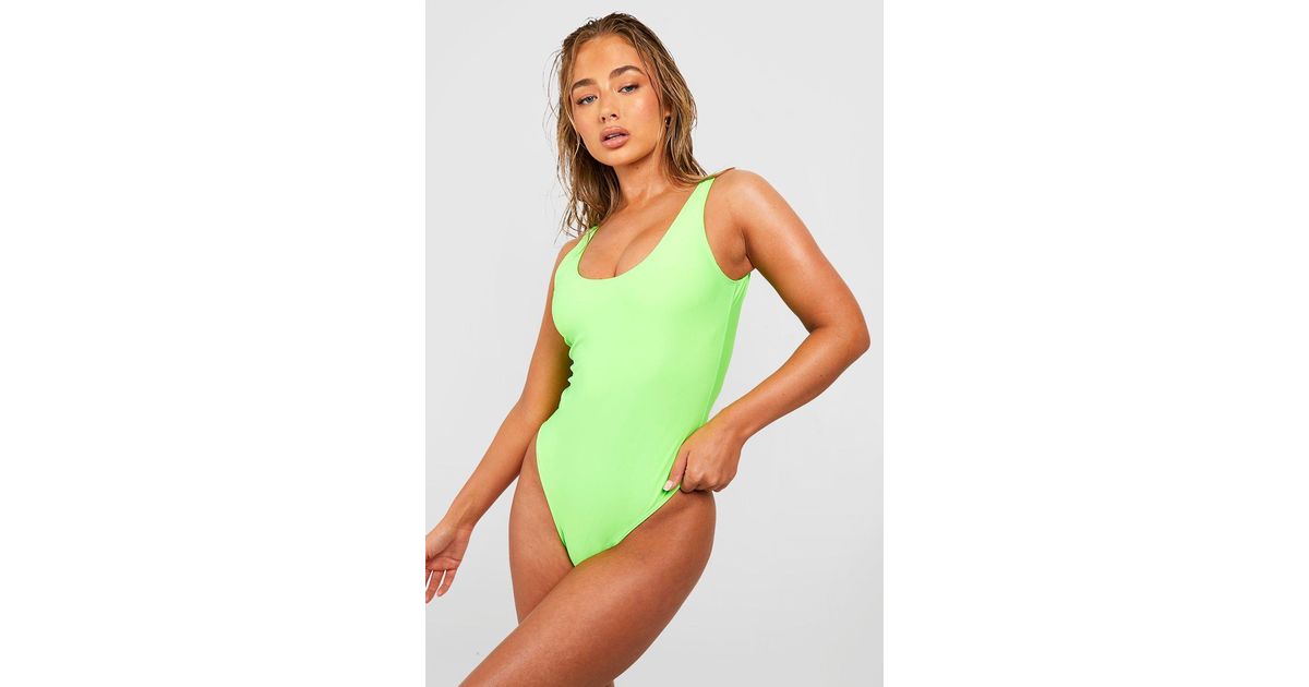 Boohoo Essentials Scoop Bathing Suit in Green Lyst