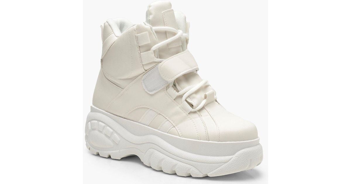 chunky platform white trainers