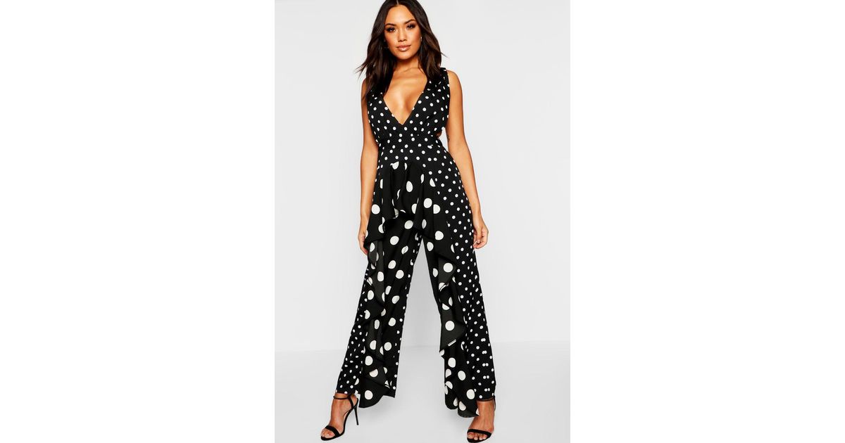 polka dot ruffle jumpsuit