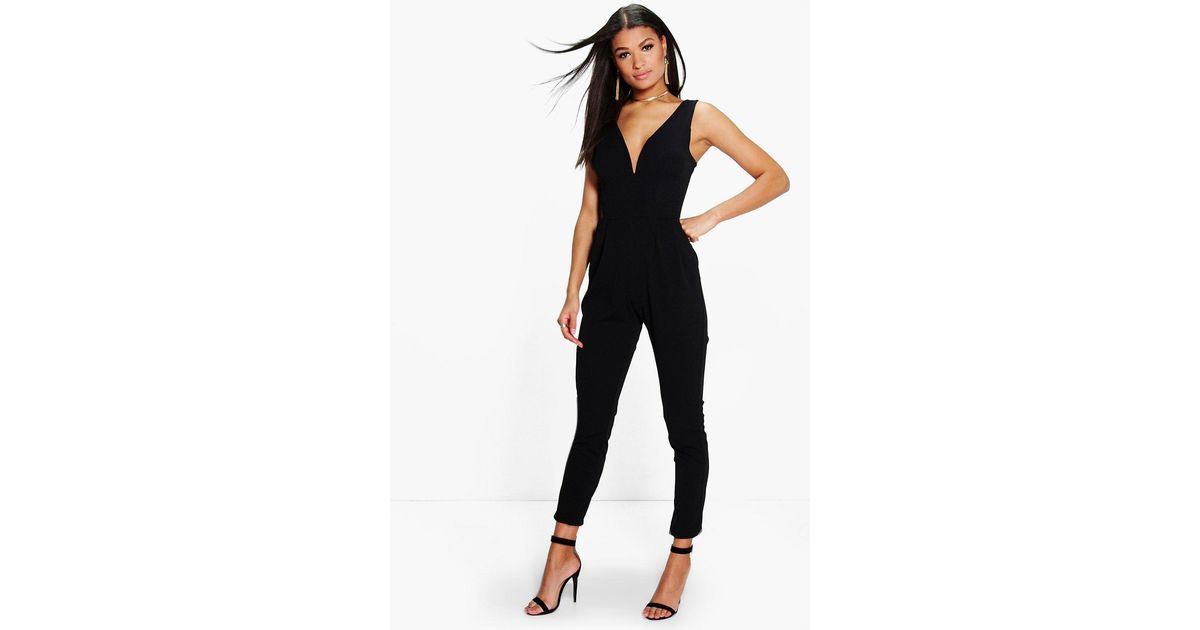 plunge skinny leg jumpsuit