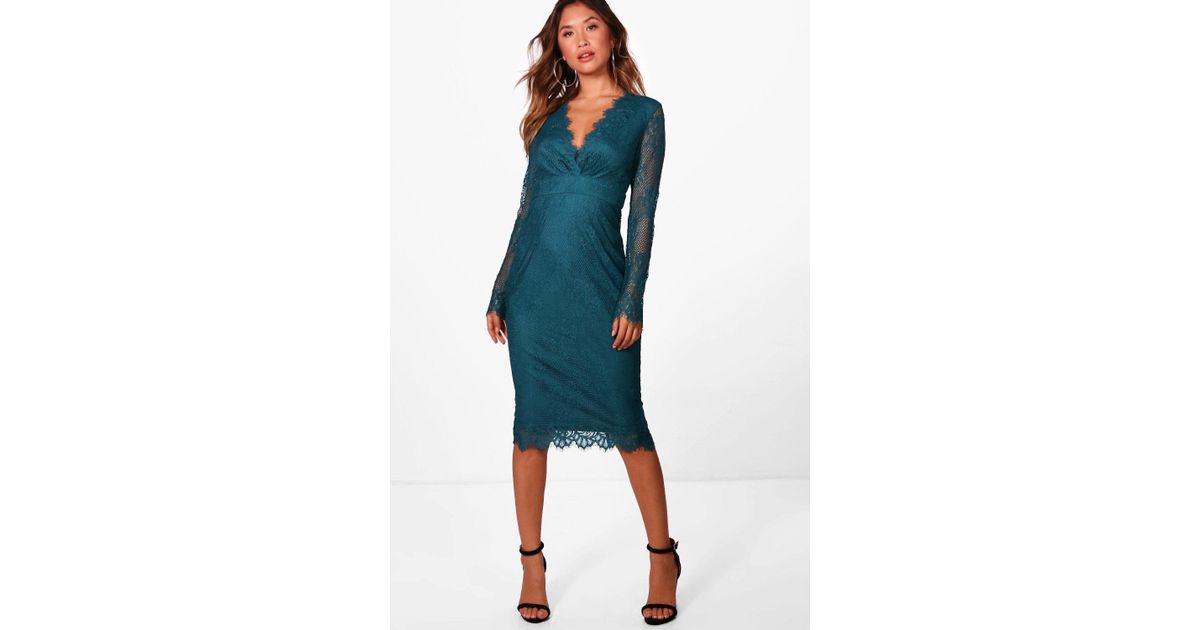 boohoo boutique eyelash lace midi dress