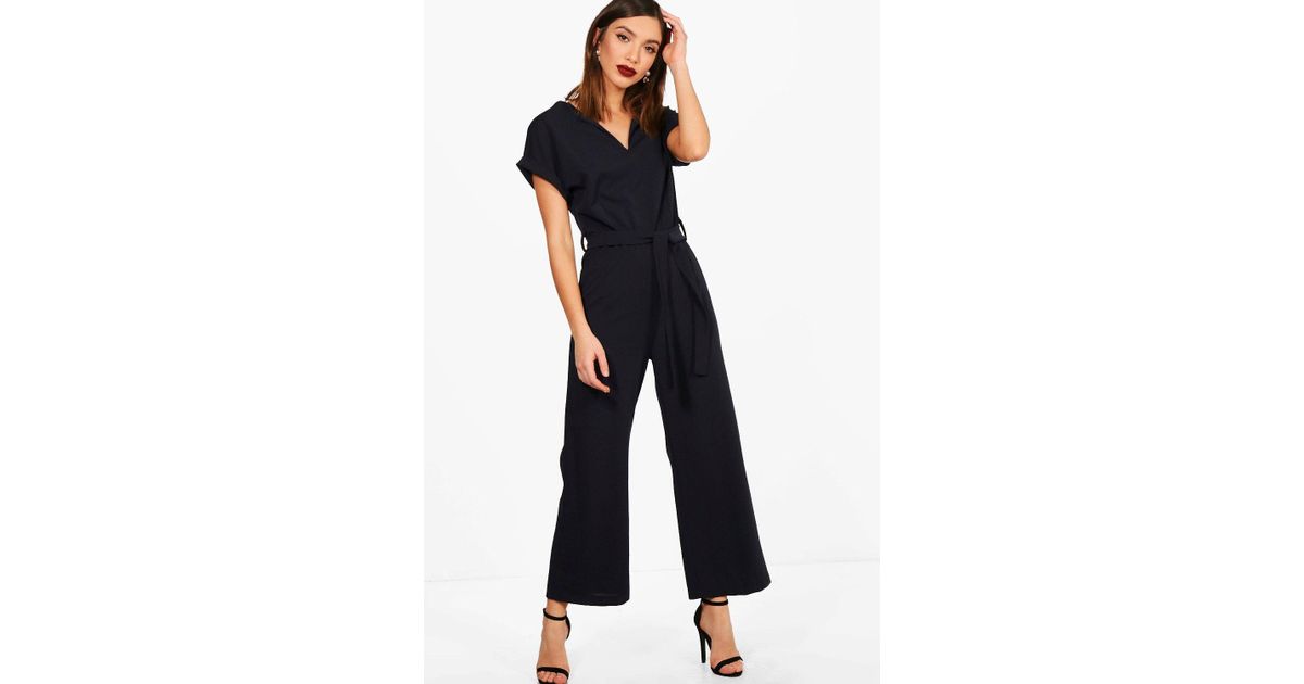 boohoo basic tailored wide leg jumpsuit