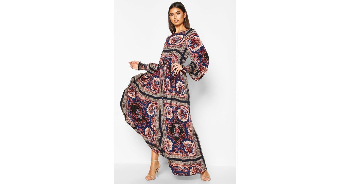scarf print dress boohoo