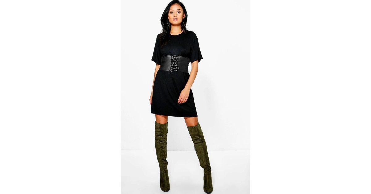 t shirt dress with corset belt