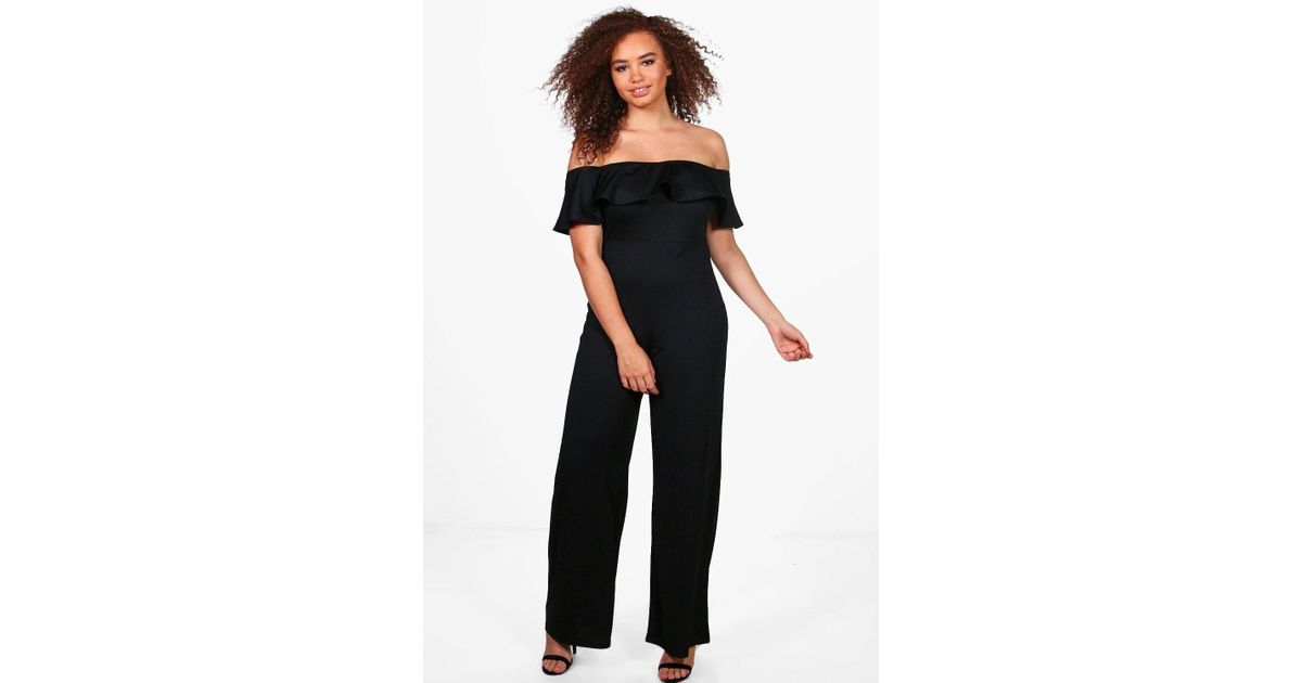 boohoo off shoulder jumpsuit
