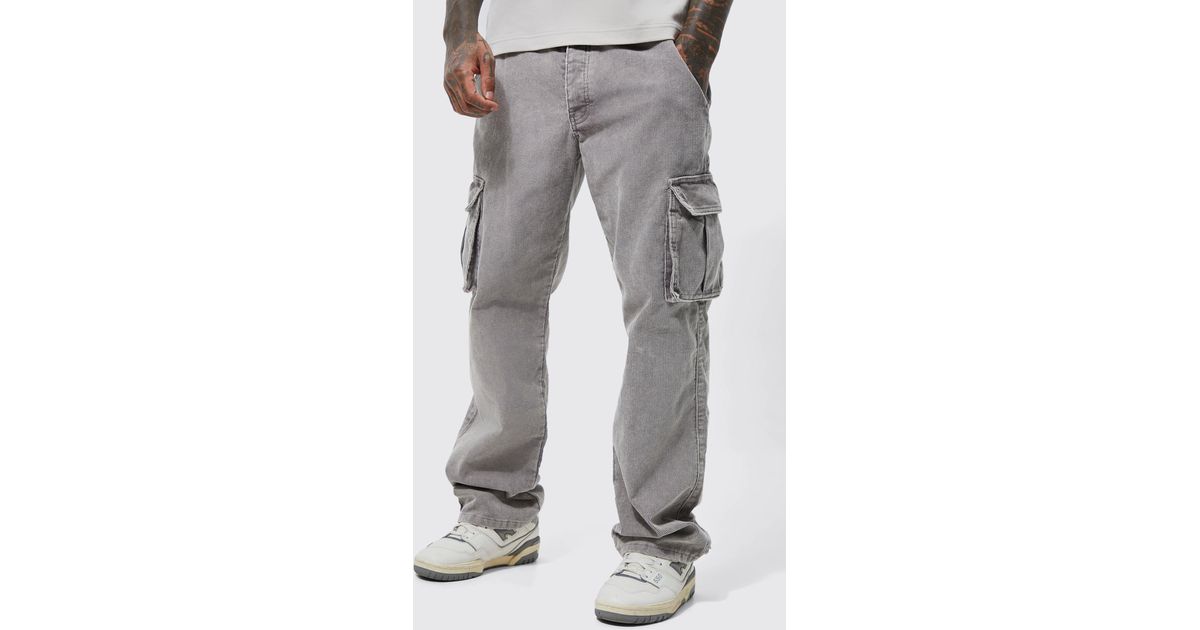 Boohoo Acid Wash Relaxed Fit Cargo Trousers in Grey for Men | Lyst Canada