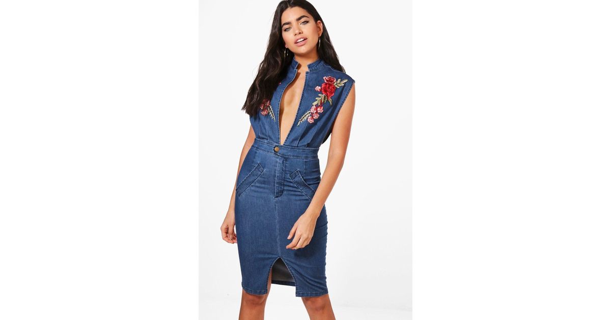 boohoo denim dress