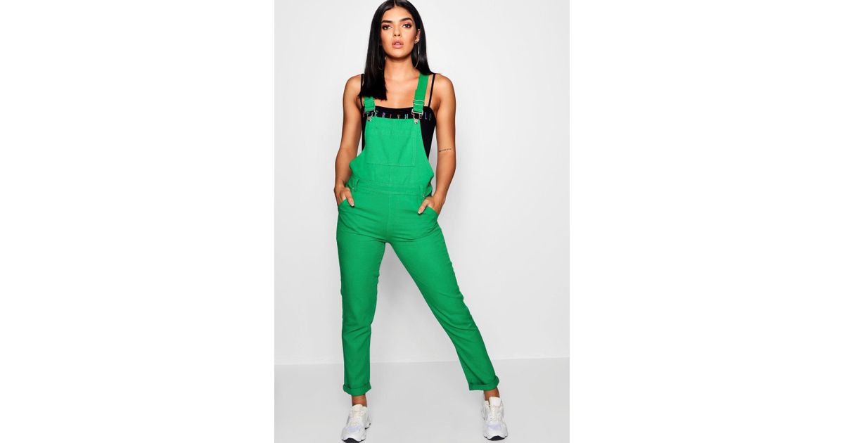 green denim dungarees