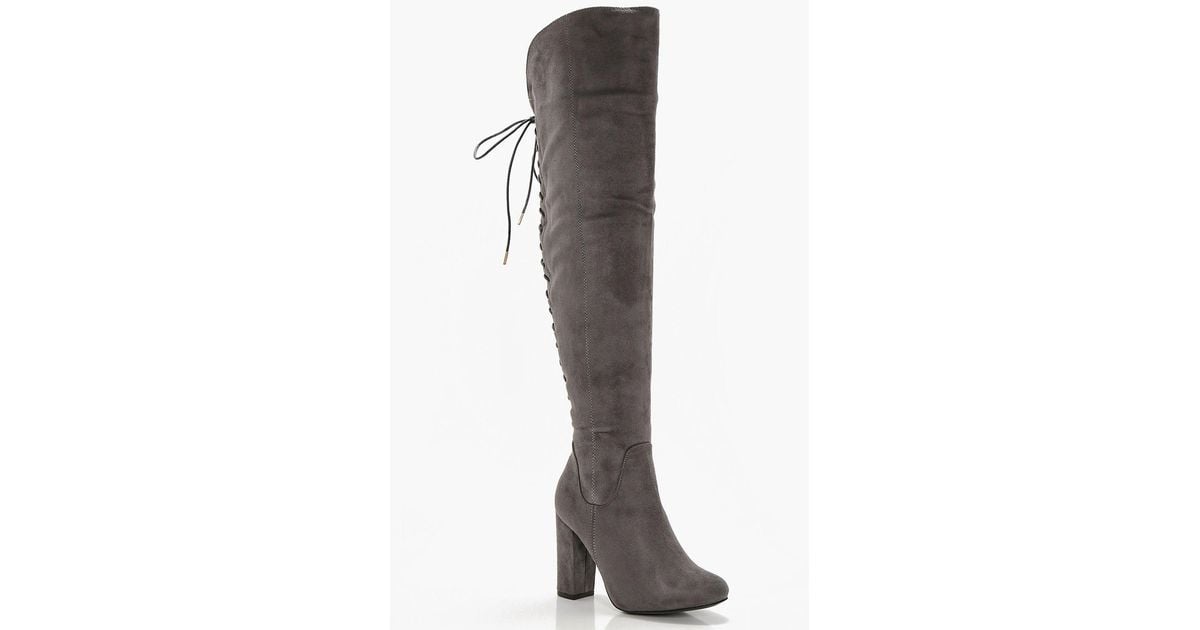 Boohoo Lace Back Block Heel Over The 