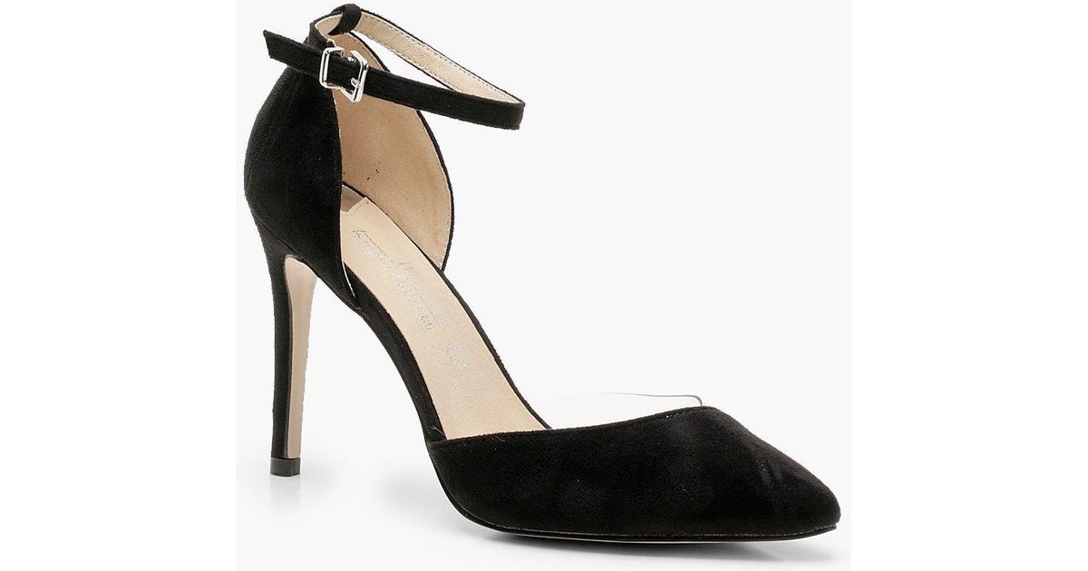 Boohoo Wide Fit Clear Pointed Court Shoes in Black Lyst