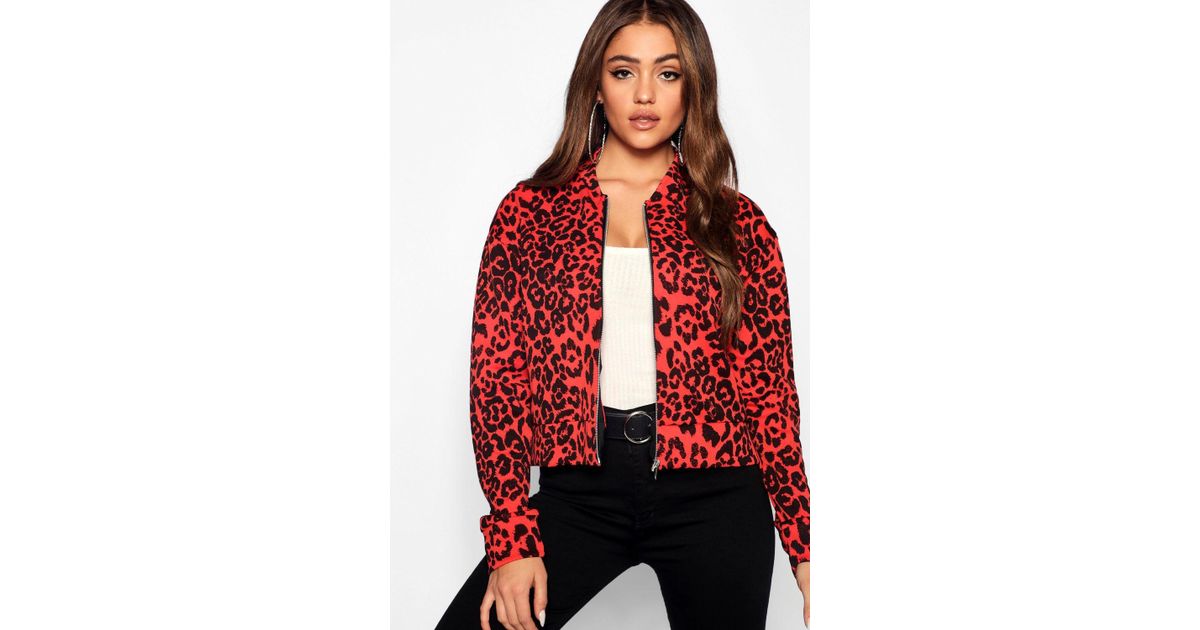 red and black leopard print jacket