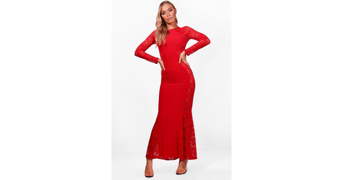 boohoo red maxi dress