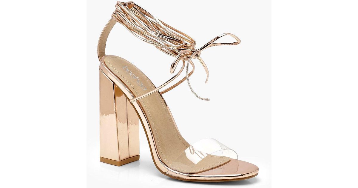 rose gold clear block heels