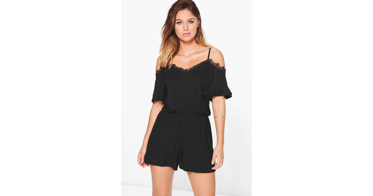 boohoo black playsuit