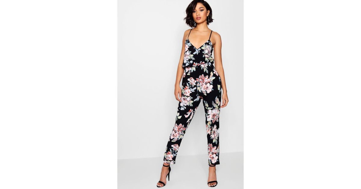 floral print cami wrap strappy jumpsuit