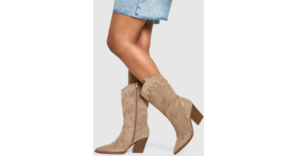 Boohoo Tab Detail Ankle Western Cowboy Boots in Blue Lyst Canada