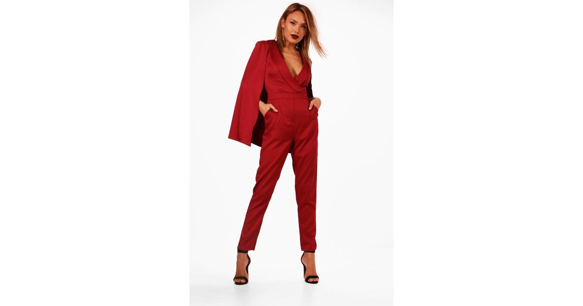 boohoo burgundy jumpsuit