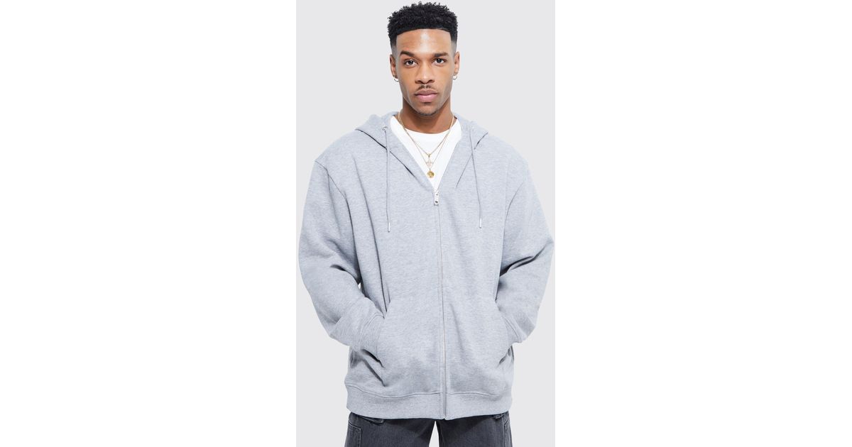 Boohoo Oversized Zip Through Hoodie in Gray Lyst