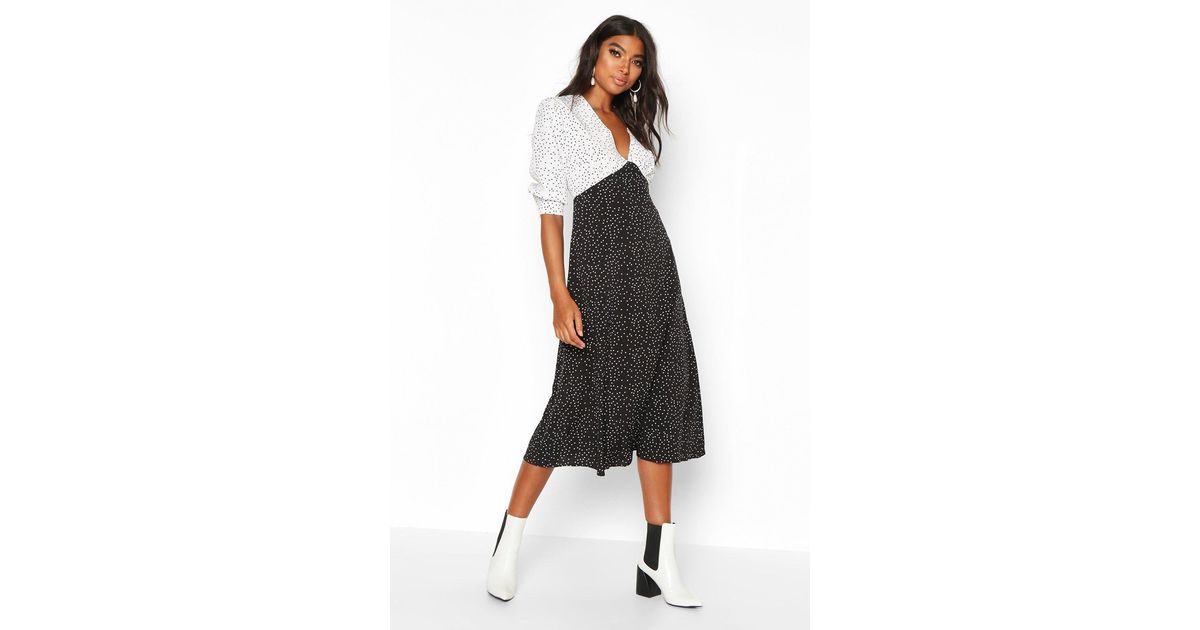 contrast polka dot dress