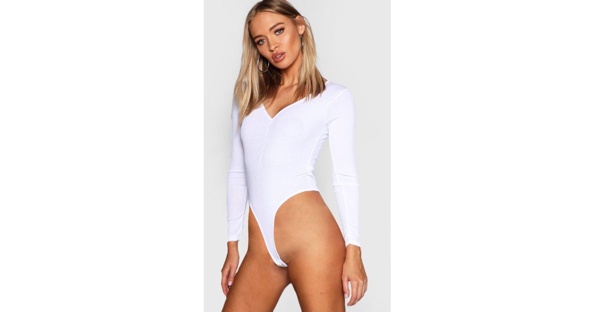boohoo basic v neck ruched