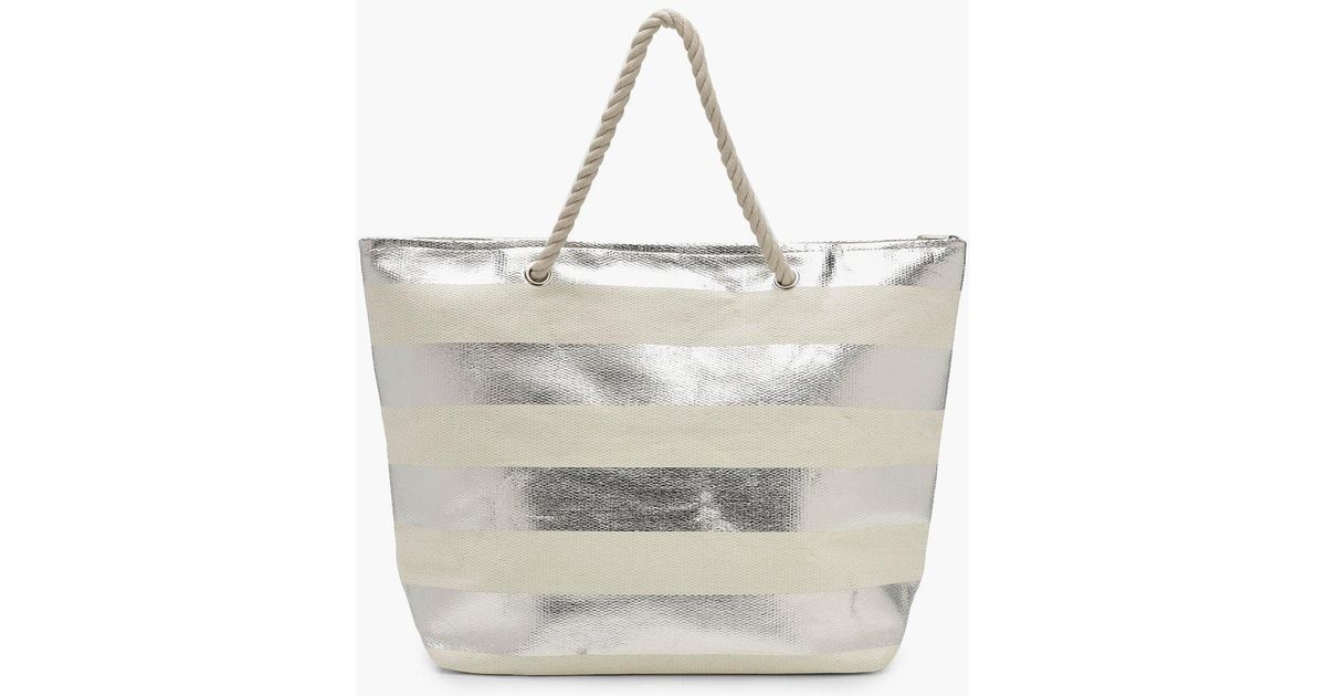 silver beach bag