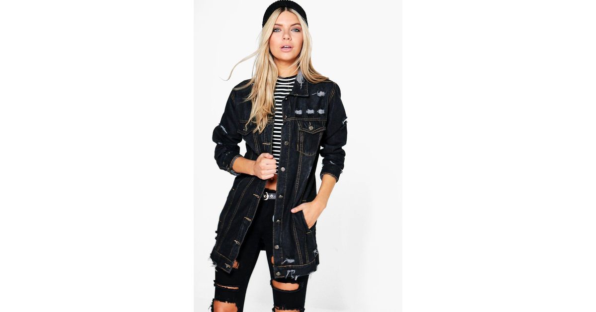 black longline denim jacket